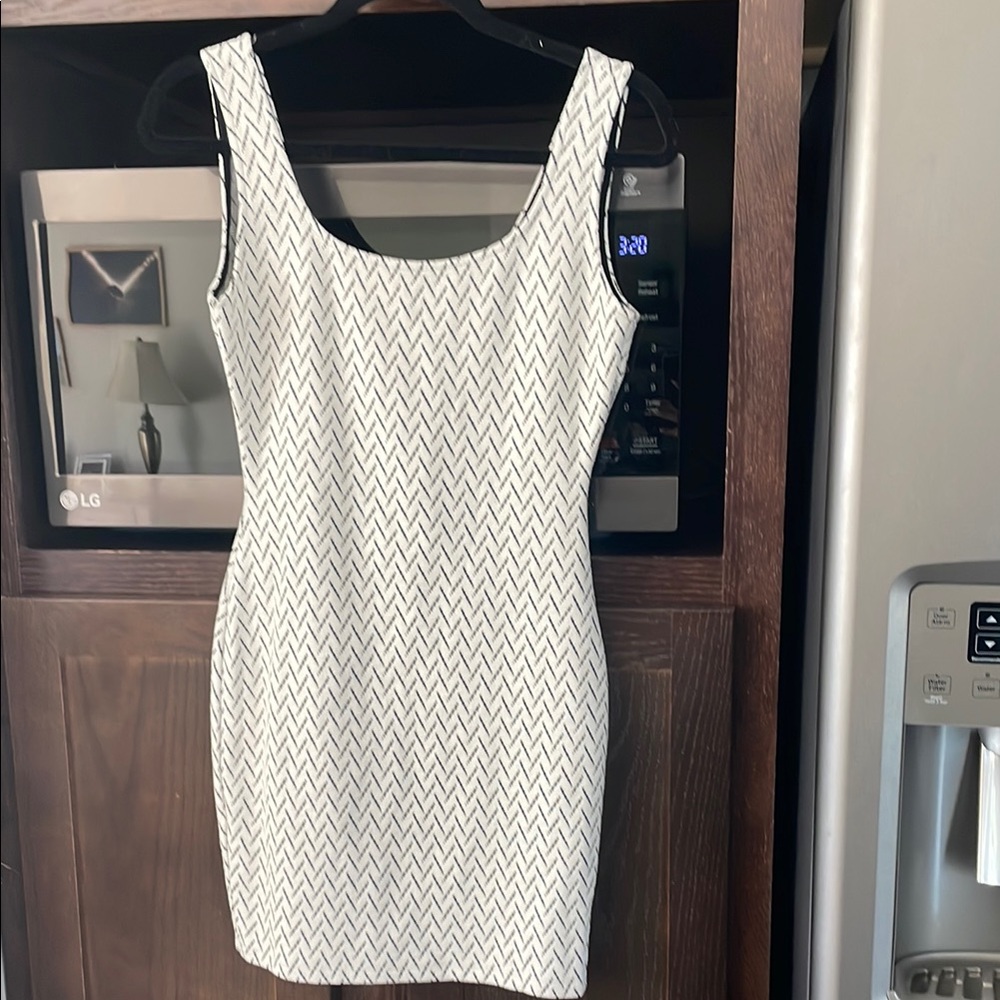 NWOT Mango Basics White and Black Patterned Dress